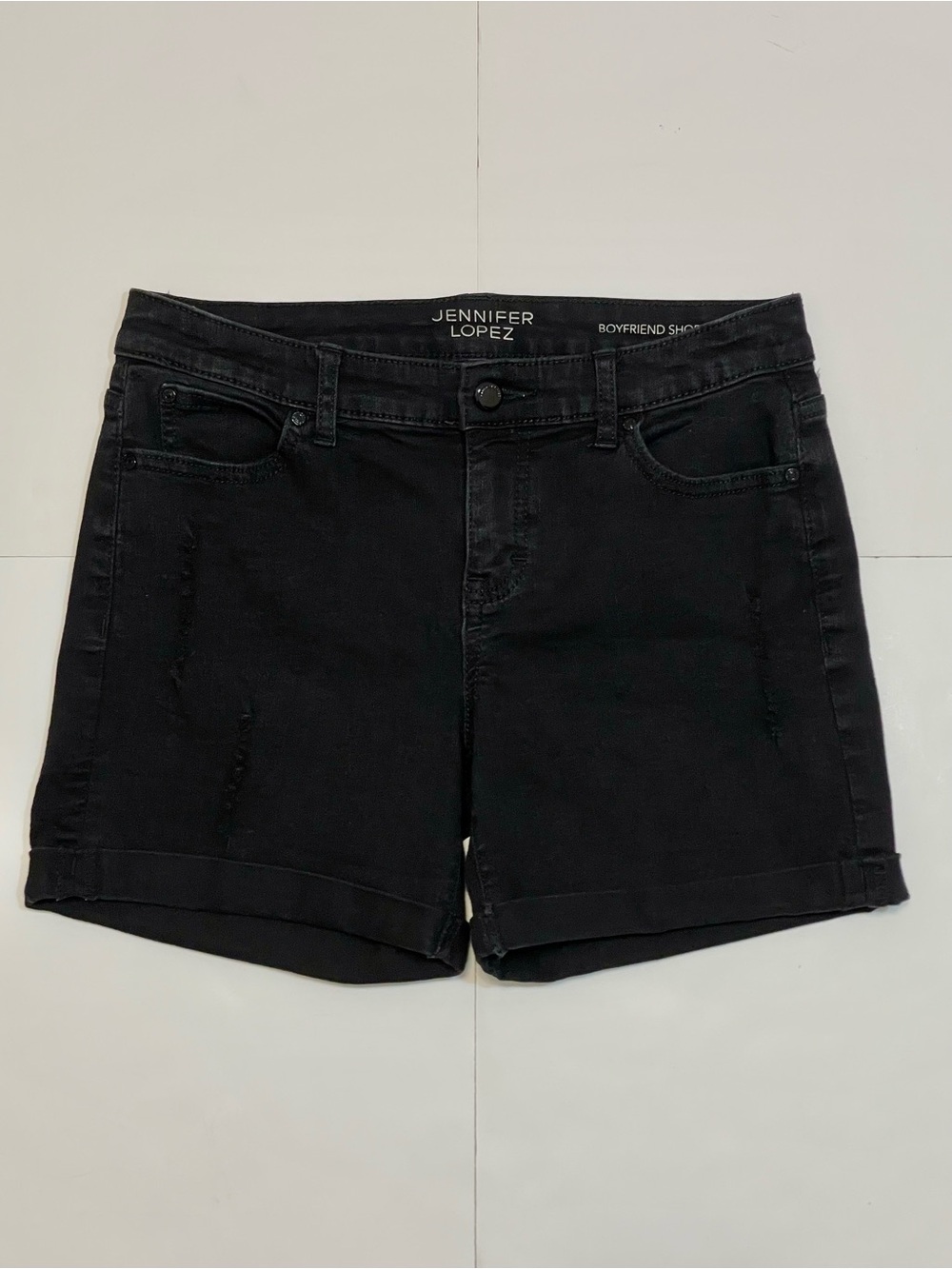 Jennifer Lopez Boyfriend Shorts Black Denim Jean Shorts Size 4